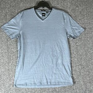 Boss Hugo Boss V-Neck Shirt Regular Fit Mercerised Gray Mens M Cotton